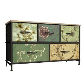 Dresser, Bedside table with a movable fabric box, sturdy steel-framed wooden top organizer furniture (size: 5BC)