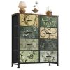 Dresser, Bedside table with a movable fabric box, sturdy steel-framed wooden top organizer furniture