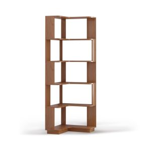 6 Tier Freestanding L-Shaped Corner Bookshelf For Living Room, Bedroom, Wooden Bookcase with anti-drop panle & anti tipping device, Display shelf Open (Color: Dark Oak)