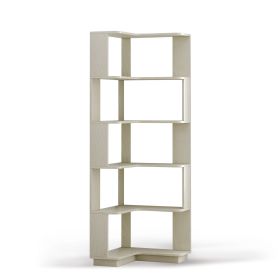 6 Tier Freestanding L-Shaped Corner Bookshelf For Living Room, Bedroom, Wooden Bookcase with anti-drop panle & anti tipping device, Display shelf Open (Color: White Oak)