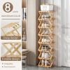 Folding Bamboo Shoe Rack, Multi Tier Space Saving Shoe Organizer with Large Storage Capacity, Freestanding Shoe Shelf for Entryway, Bedroom, Bathroom