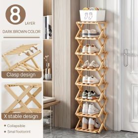 Folding Bamboo Shoe Rack, Multi Tier Space Saving Shoe Organizer with Large Storage Capacity, Freestanding Shoe Shelf for Entryway, Bedroom, Bathroom (size: 8 Tier)