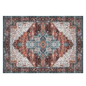 Vintage Area Rug Modern Non Slip Carpet Boho Low Pile Soft Rug Waterproof Machine Washable Rug for Living Room Bedroom Kitchen Dining Room Under Table (Color: Type 3, size: 8_10ft)