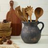 Rustic Kitchen Utensil Holder - 7.6 Inch Ceramic Utensil Crock for Countertop, Vintage Kitchen Counter Decor