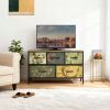 Dresser, Bedside table with a movable fabric box, sturdy steel-framed wooden top organizer furniture