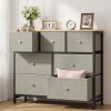 7-Drawer Fabric Dresser with Solid Wood Top, Tall Storage Chest for Bedroom, Living Room, Or Entryway, Ideal As a Tower Cabinet, Hallway Organizer