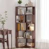 6 Tier Freestanding L-Shaped Corner Bookshelf For Living Room, Bedroom, Wooden Bookcase with anti-drop panle & anti tipping device, Display shelf Open