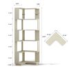 6 Tier Freestanding L-Shaped Corner Bookshelf For Living Room, Bedroom, Wooden Bookcase with anti-drop panle & anti tipping device, Display shelf Open