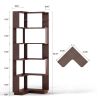 6 Tier Freestanding L-Shaped Corner Bookshelf For Living Room, Bedroom, Wooden Bookcase with anti-drop panle & anti tipping device, Display shelf Open