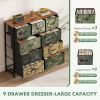 Dresser, Bedside table with a movable fabric box, sturdy steel-framed wooden top organizer furniture