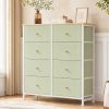 8-Drawer Fabric Dresser with Solid Wood Top, Tall Storage Chest for Bedroom, Living Room, Or Entryway, Ideal As a Tower Cabinet, Hallway Organizer
