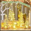 6 Pcs Mercury Glass Christmas Tree for Tabletop Light up Figurine Christmas Tree Mercury Cracked Glass Globe with Light for Xmas Decor Home Party Cent