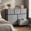 7-Drawer Fabric Dresser with Solid Wood Top, Tall Storage Chest for Bedroom, Living Room, Or Entryway, Ideal As a Tower Cabinet, Hallway Organizer