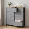 9-Drawer Fabric Dresser with Solid Wood Top, Tall Storage Chest for Bedroom, Living Room, Or Entryway, Ideal As a Tower Cabinet, Hallway Organizer