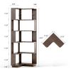 6 Tier Freestanding L-Shaped Corner Bookshelf For Living Room, Bedroom, Wooden Bookcase with anti-drop panle & anti tipping device, Display shelf Open