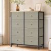8-Drawer Fabric Dresser with Solid Wood Top, Tall Storage Chest for Bedroom, Living Room, Or Entryway, Ideal As a Tower Cabinet, Hallway Organizer