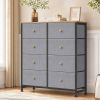 8-Drawer Fabric Dresser with Solid Wood Top, Tall Storage Chest for Bedroom, Living Room, Or Entryway, Ideal As a Tower Cabinet, Hallway Organizer