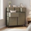 9-Drawer Fabric Dresser with Solid Wood Top, Tall Storage Chest for Bedroom, Living Room, Or Entryway, Ideal As a Tower Cabinet, Hallway Organizer