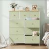 9-Drawer Fabric Dresser with Solid Wood Top, Tall Storage Chest for Bedroom, Living Room, Or Entryway, Ideal As a Tower Cabinet, Hallway Organizer