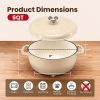 6 Quart Enamel Cast Iron Dutch Oven with Moisture-Sealing Lid for Bread Baking Braising And Slow Cooking, Dual Handles, Oven Safe