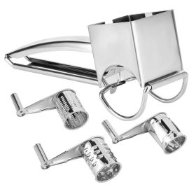 MultiFunction Stainless Steel Cheese Grater Hand Cranked Rotatable Cheese Cutter Shredder Slicing Tool (Option: Default)